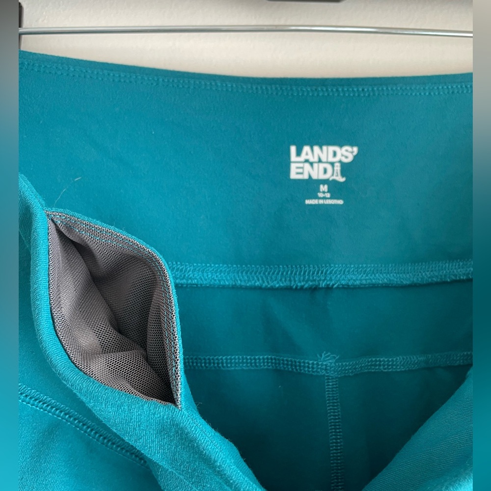 Lands' End Teal Wide Leg Cropped Stretch Knit Capri Pants Size M - Picture 4 of 5